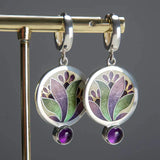 Orecchini Boho Vintage con Cristalli Viola