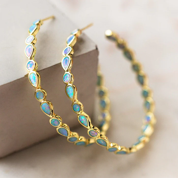 Paige - Orecchini in Opale Blu Vintage