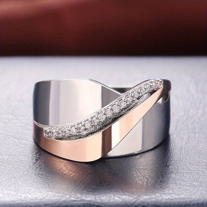 Anello in Zirconia Vintage Oro Rosa e Argento
