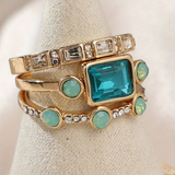Set di Anelli in Cristallo Blu Vintage