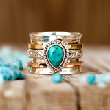 Anello Antico Incastonato in Turchese e Oro Argento