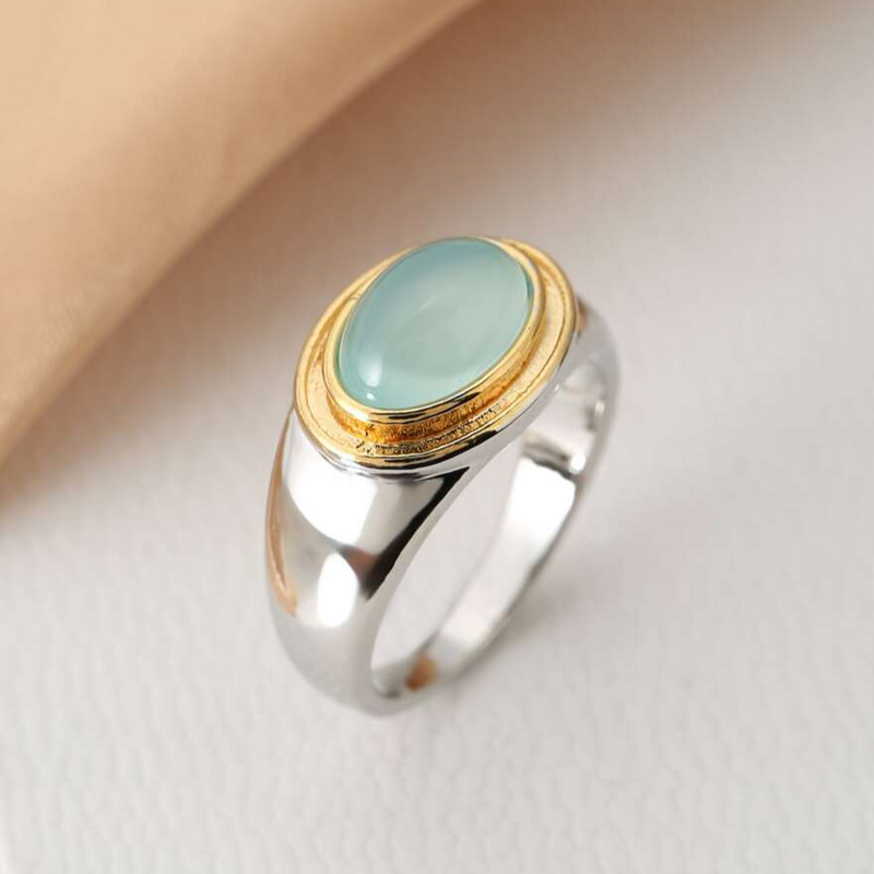 Gabi - Anello in Pietra di Luna Verde Vintage