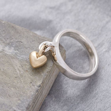 Anello Vintage a Cuore Pendente in Argento