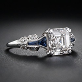 Anello Vintage Brillante in Blu e Argento
