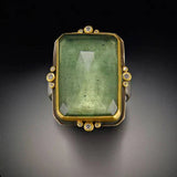 Anello d'Oro in Vetro Verde Vintage