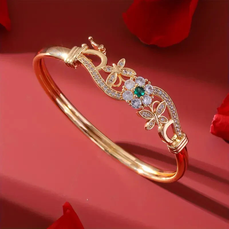 Bracciale in Cristallo Verde Zirconia Oro