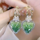 Orecchini a Forma di Cuore Verde Brillante