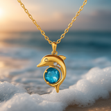 Collana Dorata con Delfino e Cristallo