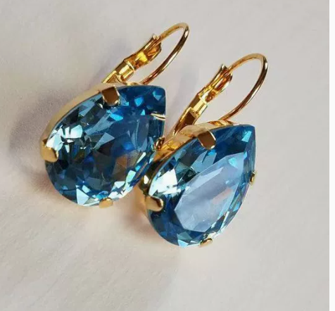 Orecchini in Vetro Verde e Blu Vintage