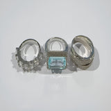 Set di Anelli in Vetro Turchese Vintage in Argento