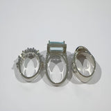 Set di Anelli in Vetro Turchese Vintage in Argento