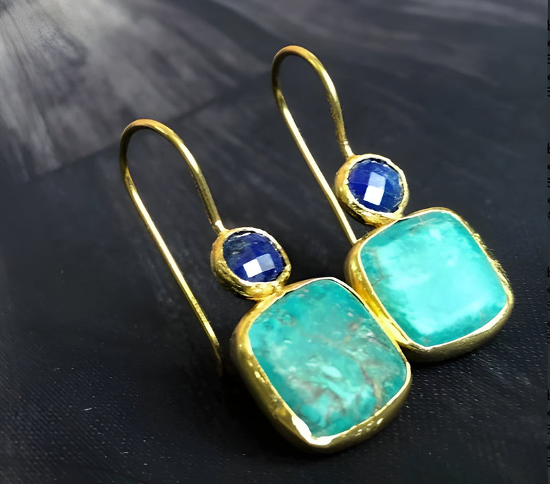 Orecchini in Vetro Verde e Oro Vintage