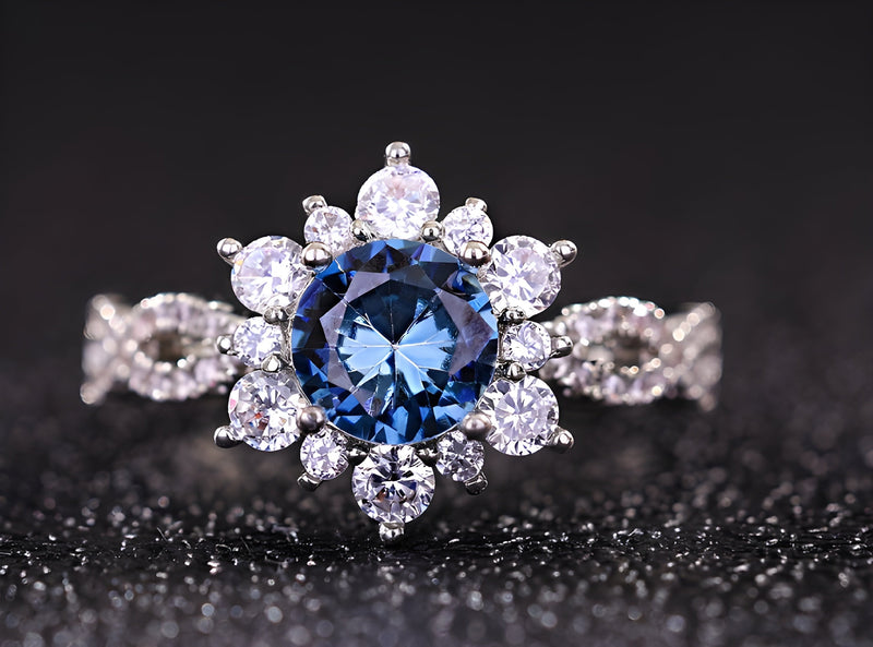 Anello Fiore di Cristallo Turchese