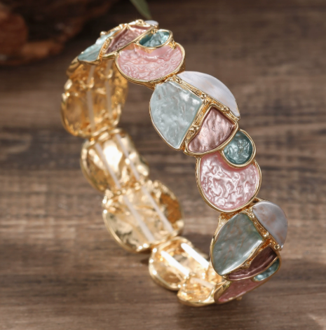 Bracciale Elastico Geometrico Bohemien in Smalto