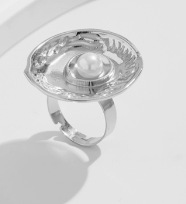 Anello Regolabile in Perla d'Argento Orbit