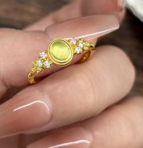 Anello Petalo Verde