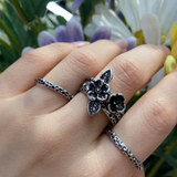 Anello a Strati in Argento con Fiori Vintage