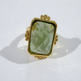Anello d'Oro in Vetro Verde Vintage