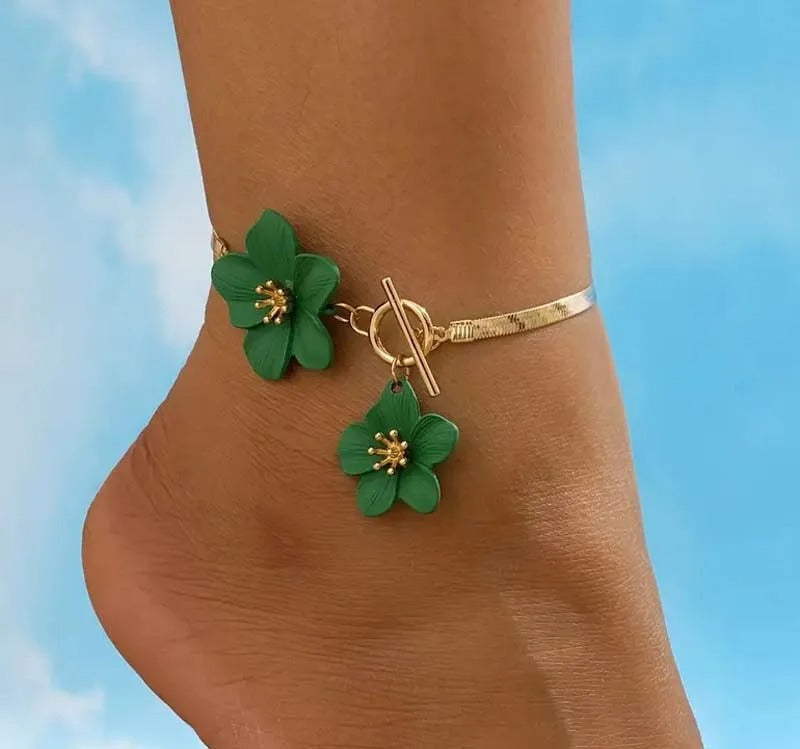 Cavigliera Elegante con Fiori Doppio
