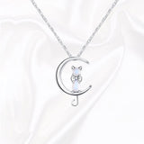 Collana a Mezzaluna in Pietra della Luna e Gatto