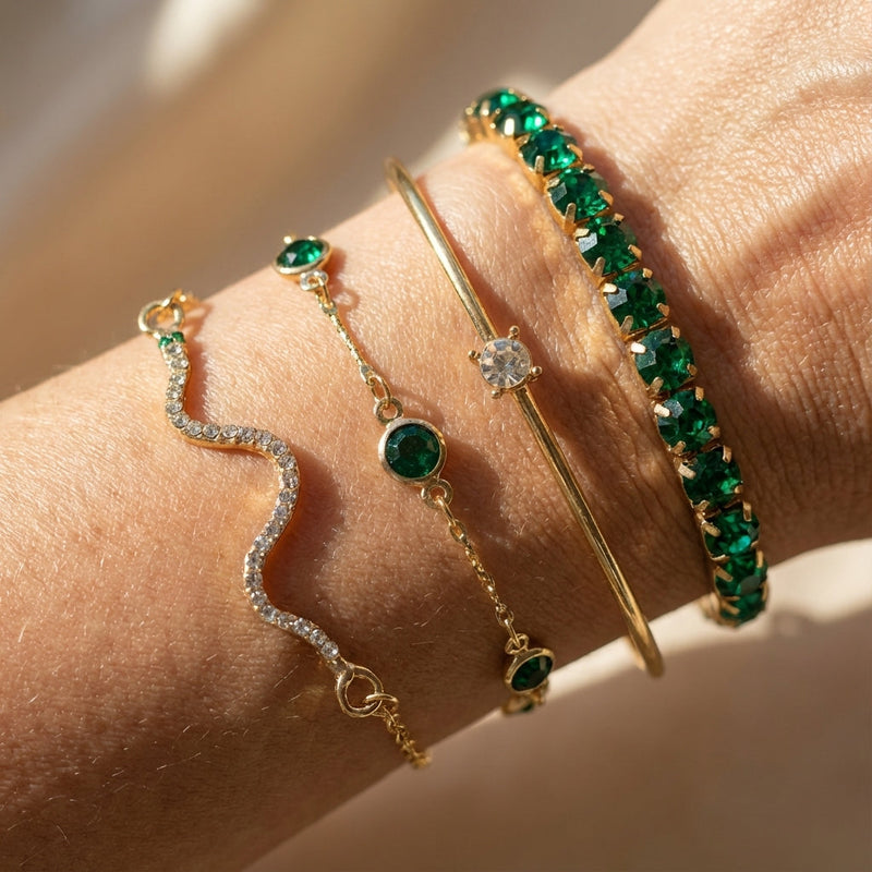 Set di Bracciali in Gemme Verdi