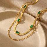 Collana Retro Oro a Doppio Strato Sorella Gem