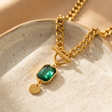 Collana con Pendente in Oro Verde e Catena Spessa