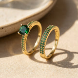 Anello Duo Serena in Oro con Smeraldo