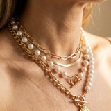 Set di Collana a Catena a Serpente in Perle Vintage e Oro