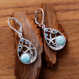 Orecchini Mare Profondo – Con Larimar Naturale e Stelle Marine