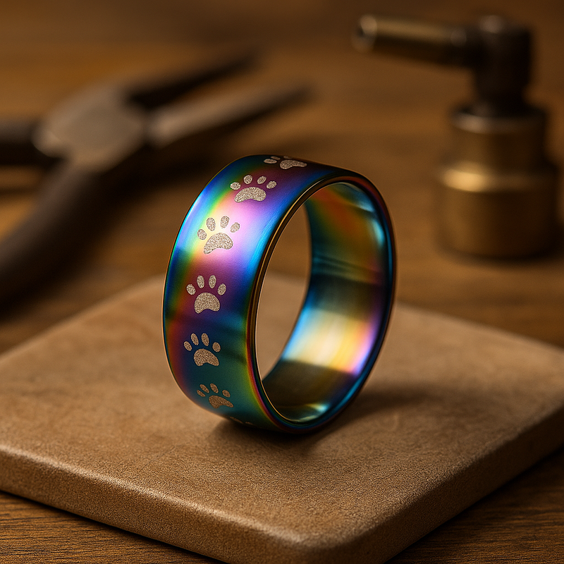 Anello Artigianale con Impronta Arcobaleno