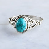 Anello Ovale in Argento con Turchese Senza Tempo