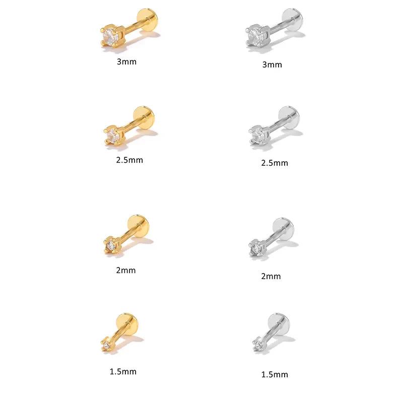 Piercing Minimalista con Diamante Piatto (16G)