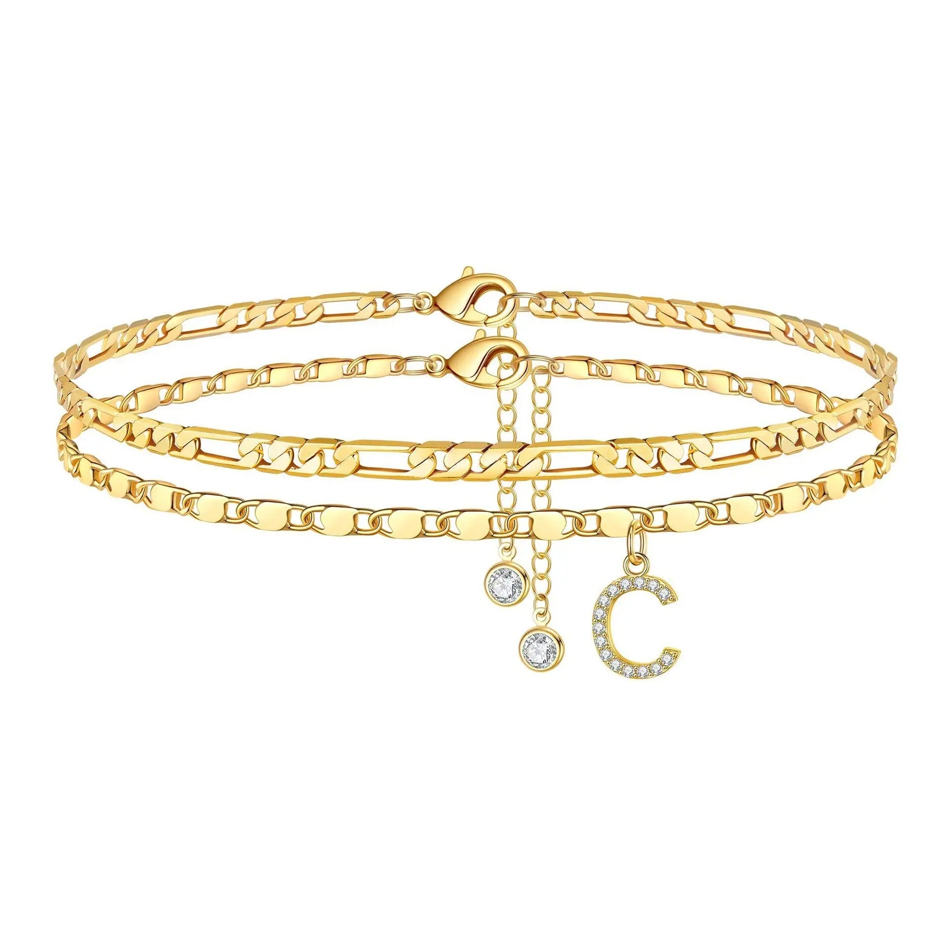 Set di cavigliere con lettera iniziale Figaro